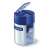 Staedtler 511 blue pencil sharpener with shavings container, open lid