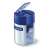 Staedtler 511 blue pencil sharpener with shavings container, open lid