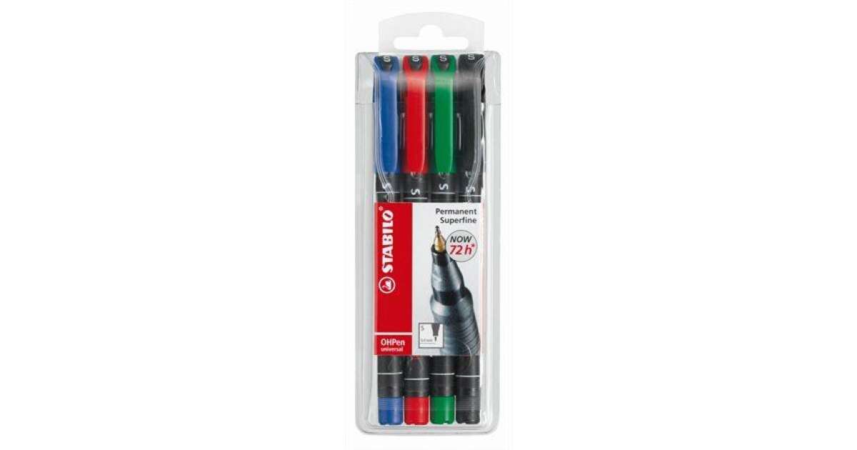 STABILO "OHPen S" Alcohol Marker Set, 0.4 mm, 4 different colors 79374207