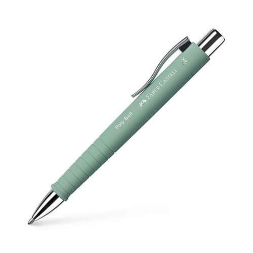 Guľôčkové pero, 0,7 mm, tlačidlové, FABER-CASTELL "Poly Ball", mätovo zelená