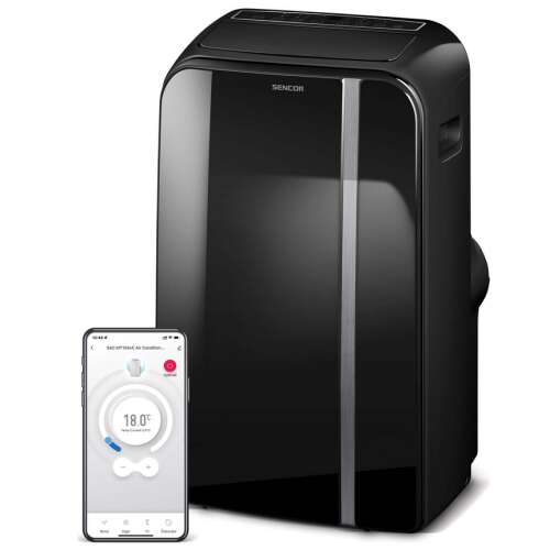 Sencor SAC MT1240C Wi-Fi okos mobil klíma, 3.5 kW, fekete, okostelefon applikációval vezérelhető