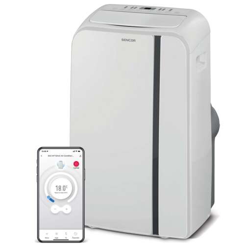 Sencor SAC MT1240C Wi-Fi Smart Mobile Air Conditioner, 3.5 kW, White, controlled by smartphone app