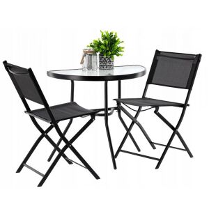 Set bistro de grădină negru Jumi cu masă de sticlă - Seturi mobila gradina