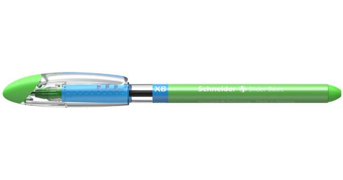 Ballpoint pen, 0.7 mm, cap, SCHNEIDER Slider Basic XB, light green