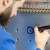 Man using Schneider Maxx 280 permanent marker, blue, chisel tip, writing on metal surface