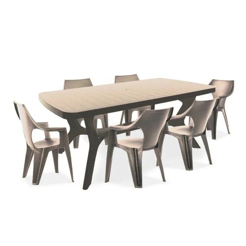 Balante 6 személyes cappuccino kerti étkezőgarnitúra asztallal és székekkel