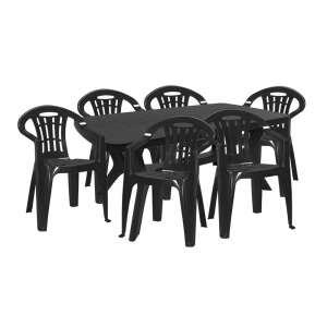 Zestaw mebli ogrodowych Balorca 6+1 w kolorze grafitowym 32658321 - Zestaw ogrodowy