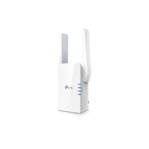 TP-Link RE505X AX1500 WiFi 6 Range Extender, angled view on white background