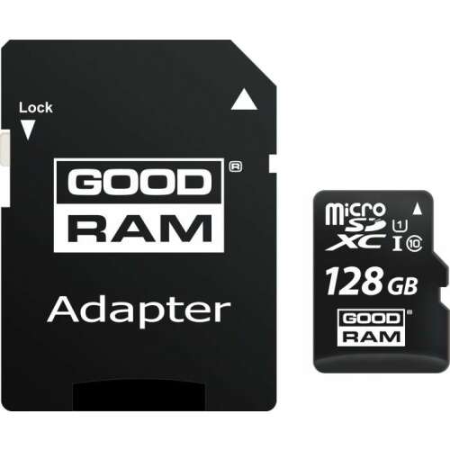 Goodram M1AA 128GB MicroSDXC memóriakártya adapterrel, Class 10, UHS-I interfésszel