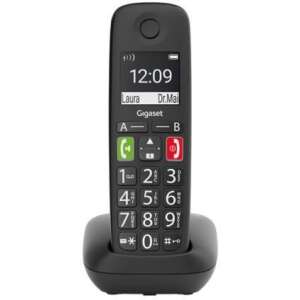 Gigaset E290 black cordless phone with large buttons and display - Gigaset Desk Phone