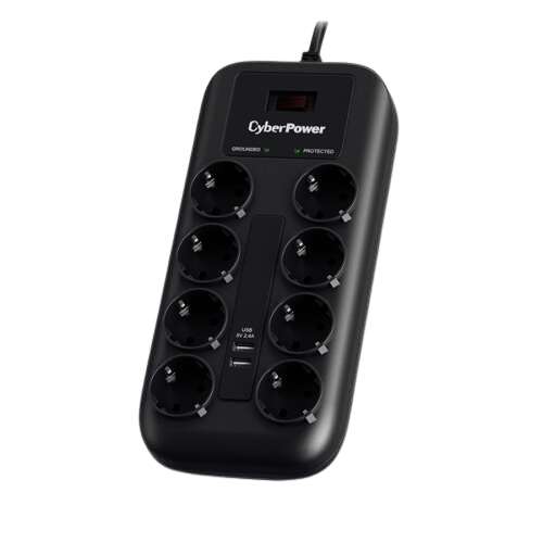 Cyberpower P0820SUF0-DE (8 aljzat) túlfeszültség védő és USB töltő 2 x 2.4A