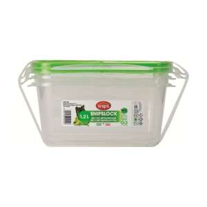 Recipient de depozitare a alimentelor Snips 1,2 L, etanș, set de 2 bucăți, dreptunghiular, plastic transparent cu capac verde - Cutii alimentare