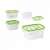Snips 1.2L airtight food storage container, set of 2, rectangular, clear plastic with green lid, collage