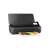 HP OfficeJet 250 Mobile All-in-One printer, black, with open lid and a printed document