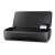 HP OfficeJet 250 Mobile All-in-One printer, black, with open lid and a printed document