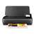 HP OfficeJet 250 Mobile All-in-One printer, black, with open lid and a printed document