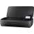 HP OfficeJet 250 Mobile All-in-One printer, black, with open lid and a printed document