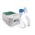 Omron DuoBaby 2-in-1 compressor nebulizer with nasal aspirator, white and green, front view