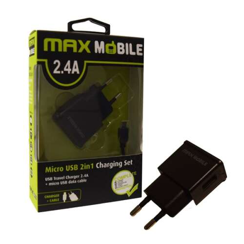 Max mobile Netzladegerät micro usb kabel, 2,4 A, schwarz 3858891300092 32669167