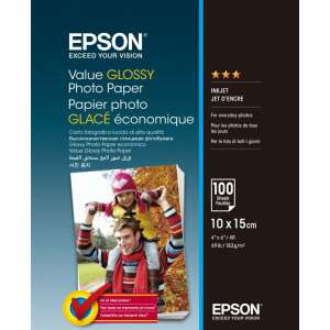 Hârtie fotografică Epson Value Glossy, 10x15cm, 100 coli, hârtie fotografică pentru imprimante cu jet de cerneală - Papetărie
