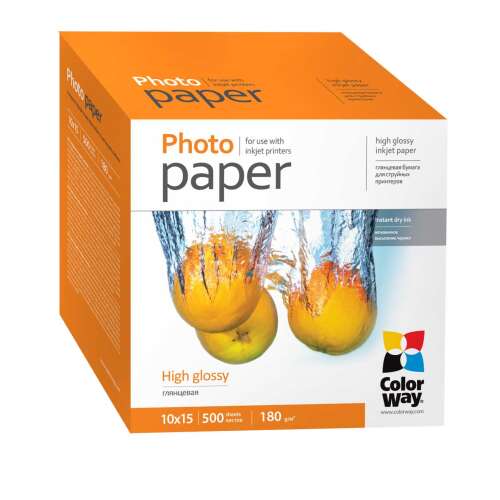 Hârtie foto Colorway, lucioasă, 180 g/m2, 10x15, 500 coli PG1805004R