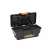 Handy tools 13" plastic tool case, open, black with orange handle