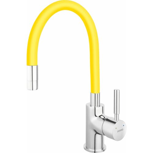 Zumba mosogató csaptelep, sárga kifolyóval, króm