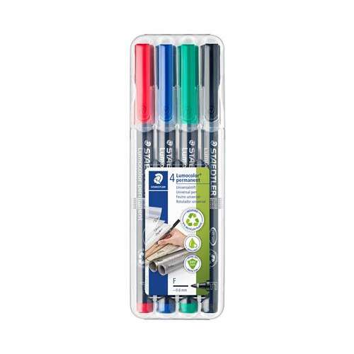 STAEDTLER "Lumocolor® 318 F" Alcohol-based Marker Set, 0.6 mm, 4 different colors