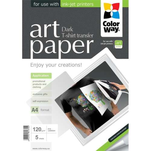 Colorway Fotopapier, Art-Serie, T-Shirt-Transfer (dunkel), 120 g/m2, a4, 5 Blatt PTD120005A4