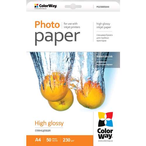 Hârtie foto Colorway, lucioasă, 230 g/m2, a4, 50 de coli PG230050A4