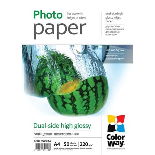 Colorway Fotopapier, beidseitig hochglänzend, 220 g/m2, a4, 50 Blatt PGD220050A4 32671791