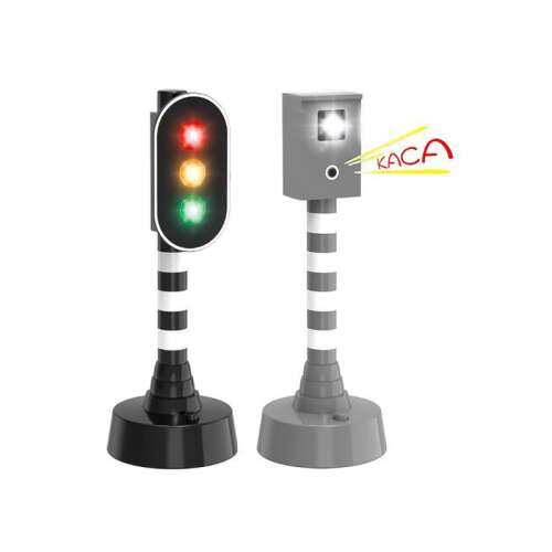 Traffic light and speed camera toy set, black and grey, with lights and sounds
