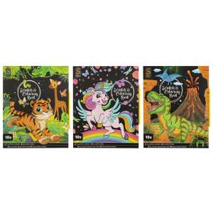 Scratch and Colouring Book mit 3 verschiedenen Designs: Tiger, Einhorn und Dinosaurier - Kunst & Hobby