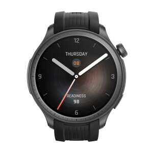 Amazfit Balance smartwatch with black silicone strap, showing the time and date - Smart device