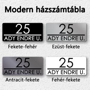 Modern téglalap házszámtábla, minimalista stílus, 45x20 cm 