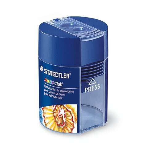 STAEDTLER "Noris 512 F" Double-Hole Pencil Sharpener with Container, Blue