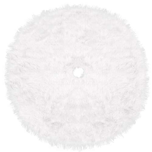 Springos fehér műszőrme karácsonyfa szoknya, 120 cm átmérő, tépőzáras rögzítéssel