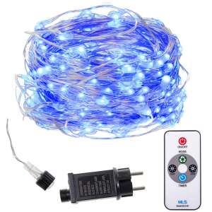 Modré LED svetelné reťaze, 300 svetiel, 30 metrov dlhé, s diaľkovým ovládaním, adaptérom a diaľkovým ovládaním - Sezónna výzdoba