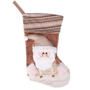 Barna karácsonyi zokni Mikulás mintával, 45x25 cm - Sersimo