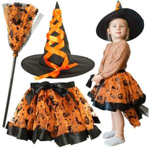 Vrăjitoare costum de vrăjitoare 3 piese portocaliu 80187765 Costume pentru copii