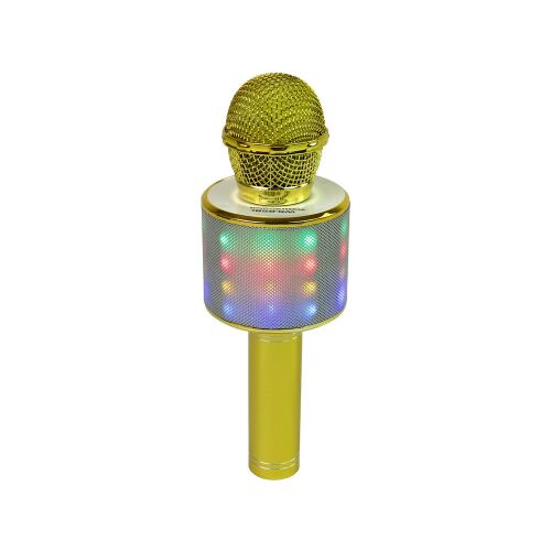 WS-858 Złoty Bezprzewodowy Mikrofon Karaoke i Głośnik ze światłami LED