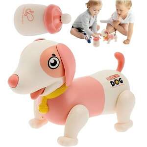 Rózsaszín és fehér robot kutya játék cumisüveggel, interaktív játék gyerekeknek - Nonbrand Interaktív gyerek játék