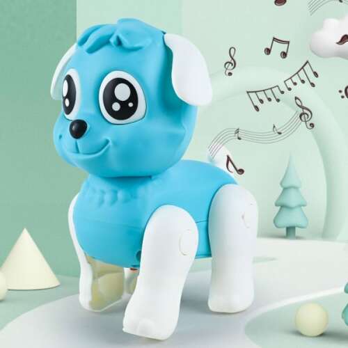 Kék sétáló robot kutya játék fényekkel és zenével, Tündéri robot kutya