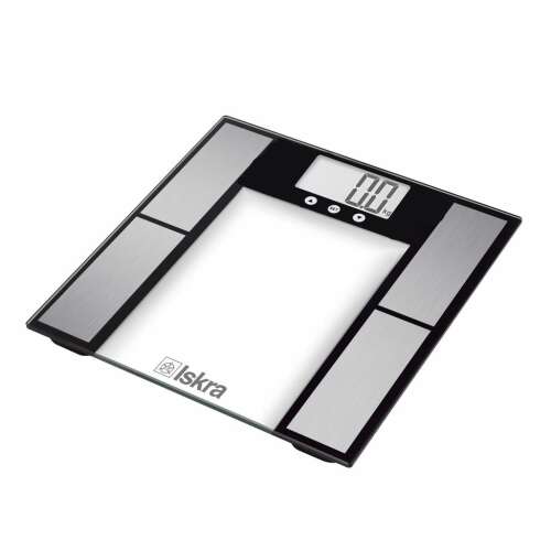 ISKRA GBF1531D-BLE Waga diagnostyczna Bluetooth®, czarna, szkło hartowane, wyświetlacz cyfrowy, pomiar wagi, analiza składu ciała, 150kg pojemność