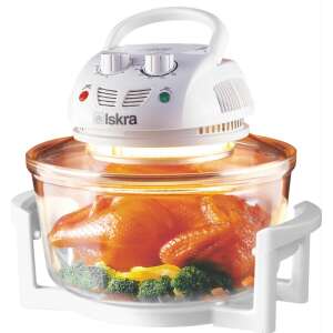 Iskra KP-618 12L Air Fryer Oven, white, with a chicken and vegetables inside - Air fryer
