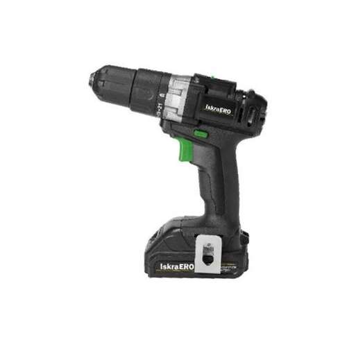Iskra ERO IE-CD71-144S Akku-Bohrmaschine, 14.4V, 2.0Ah Li-ion Akku, 21+1 Drehmomentstufen, 23Nm Drehmoment, LED-Licht, Schnellladegerät, weicher Gummigriff