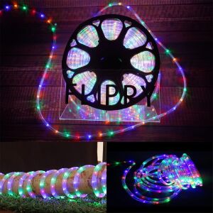 Flippy 76m LED Christmas String Light on reel and usage examples - Christmas