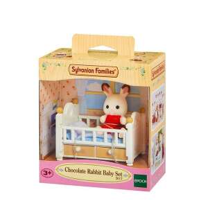 Sylvanian Families Chocolate Rabbit Baby Set with crib, drawers, and baby figure - Figure