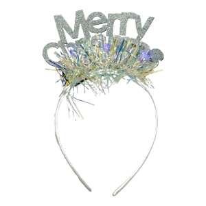 Mery Christmas fejpánt/karika, metálszürke, talmi, standard méret, Flippy