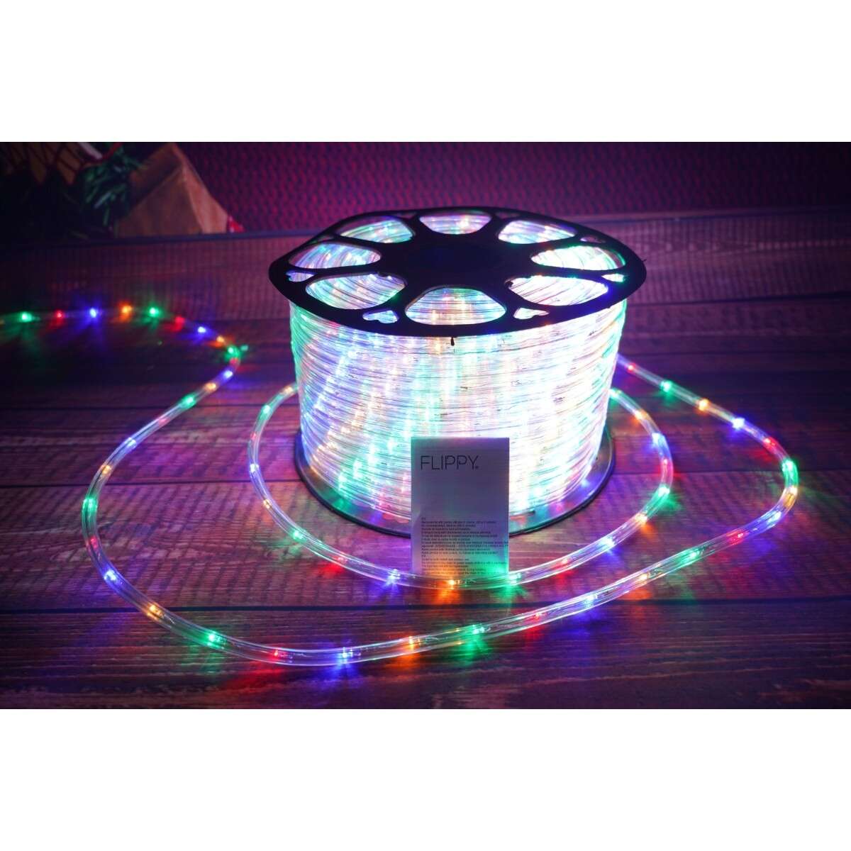 Christmas Light String, 84 m, 2016 LEDs, Light Tube, Multicolor, Transformer, 8 light games, Sectionable, 220 V, Flippy